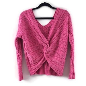 Jessica Simpson Pink Crop Sweater Twist Back